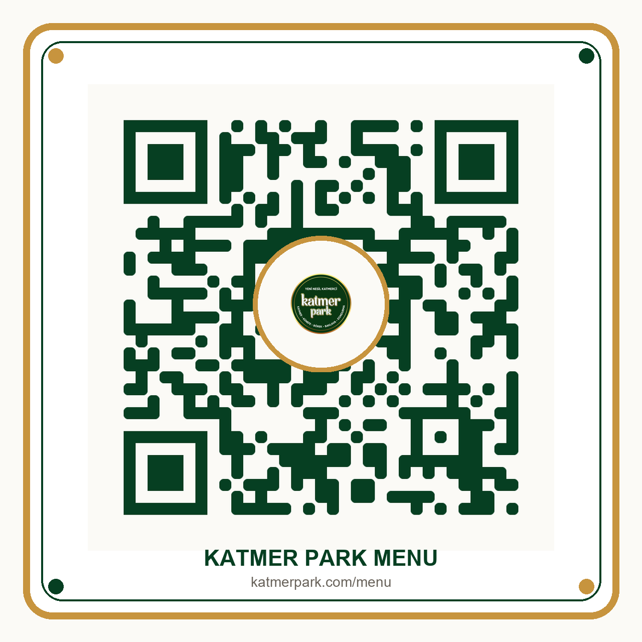 Katmer Park dijital menü QR kodu